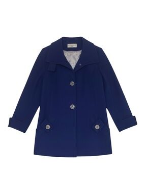Vintage‎ Pendleton Lambswool Coat Navy Blue Single Breasted Women’s 10 Petite